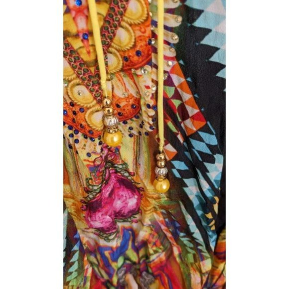 Vizcosa Embellished Silk Kaftan - Picture 6 of 8